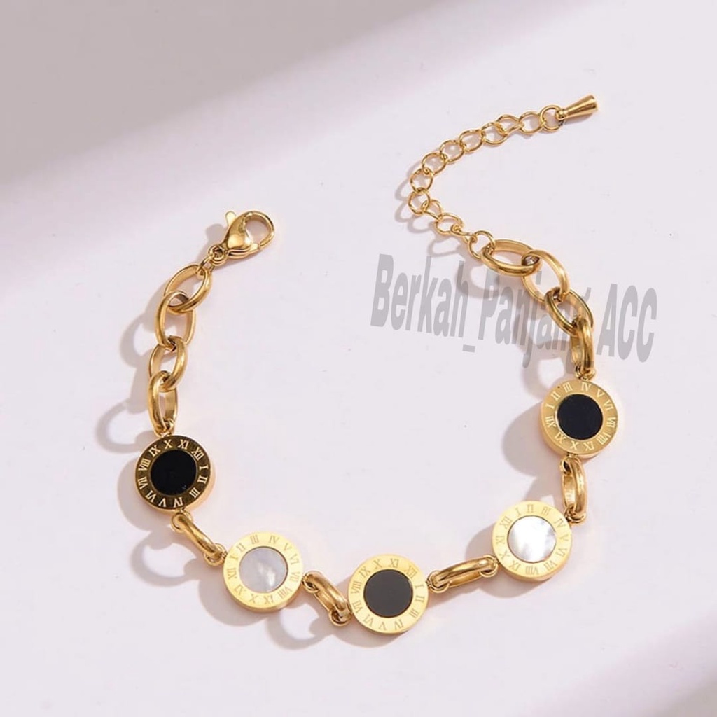 GELANG TITANIUM BULET 2 WARNA DESAIN SUPER ELEGAN  KOREA PERHIASAN ANTI KARAT DAN ANTI LUNTUR