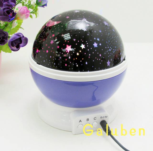 Lampu tidur proyektor Bulat motif bulan bintang Besar