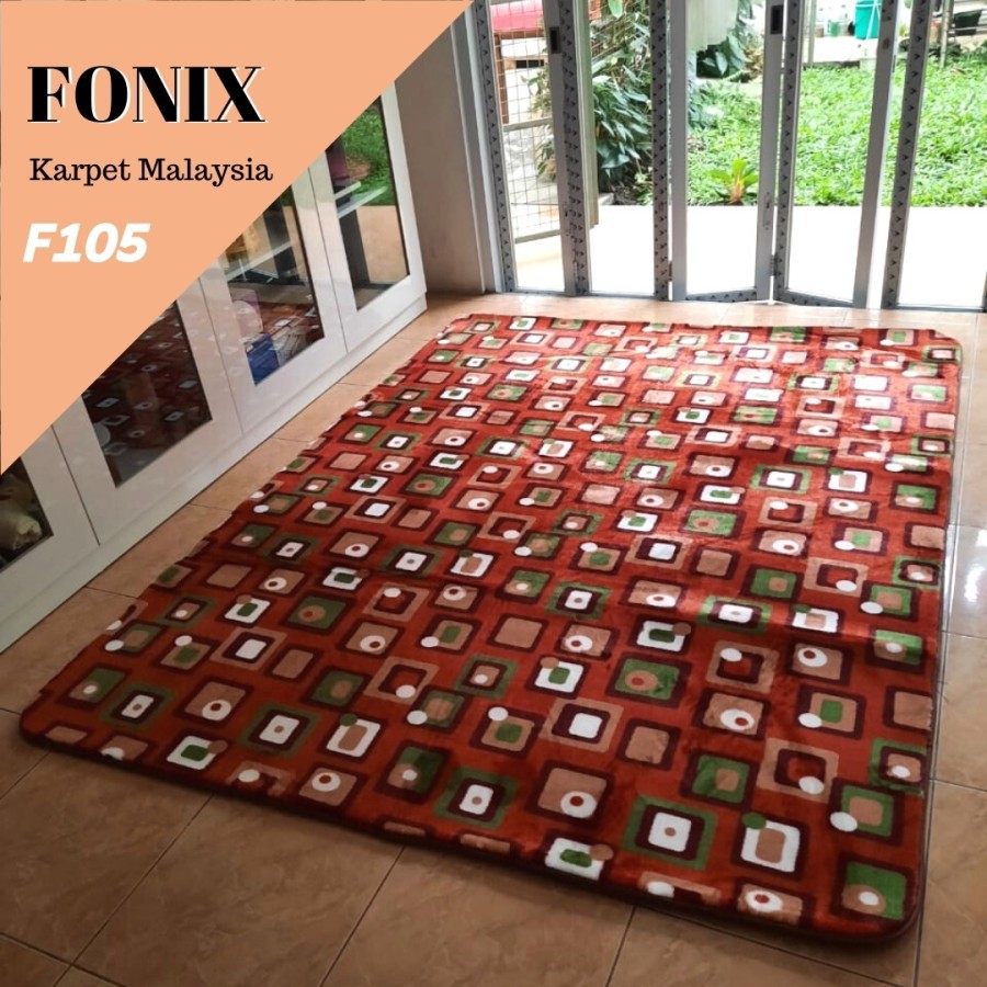 Karpet Bulu Super Lembut FONIX Malaysia Busa Empuk Anti Slip 140x180 Minimalis F105, Rasfur Korea