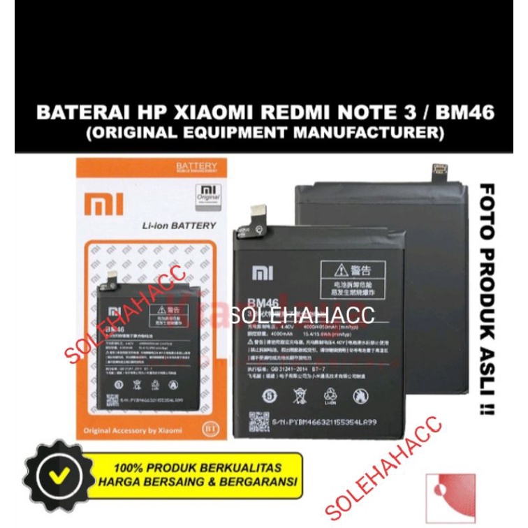 batrei tanam Xiaomi REDMI NOT 3/note 3 pro tipe BM 46 original batrei