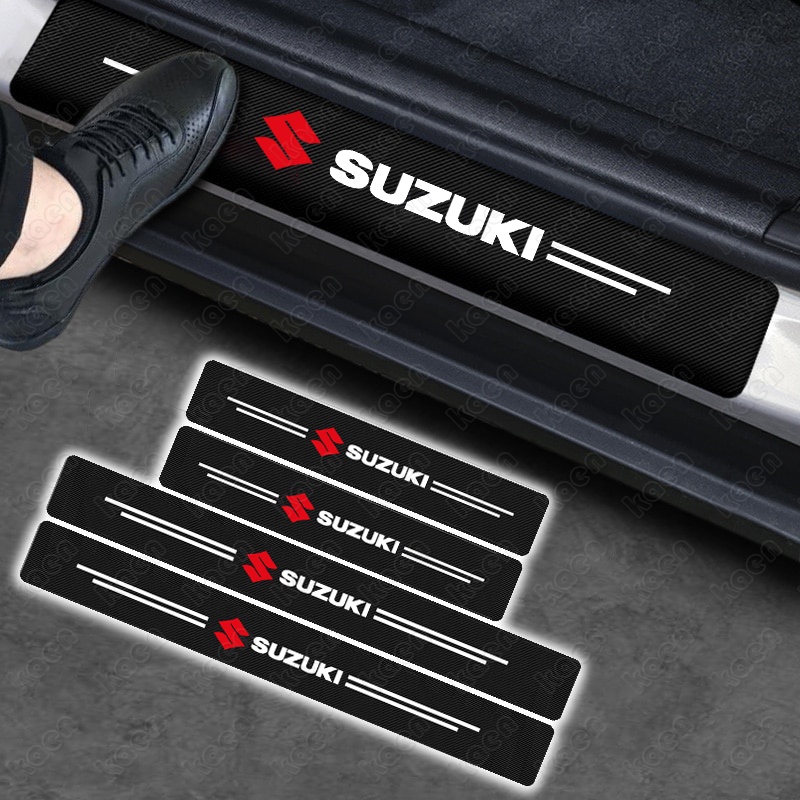 4 buah Mobil Serat Karbon Pintu Sill Protector Sticker untuk Suzuki Untuk Suzuki ERTIGA Swift XL7 SX4 Jimny vitara jimny Aksesoris