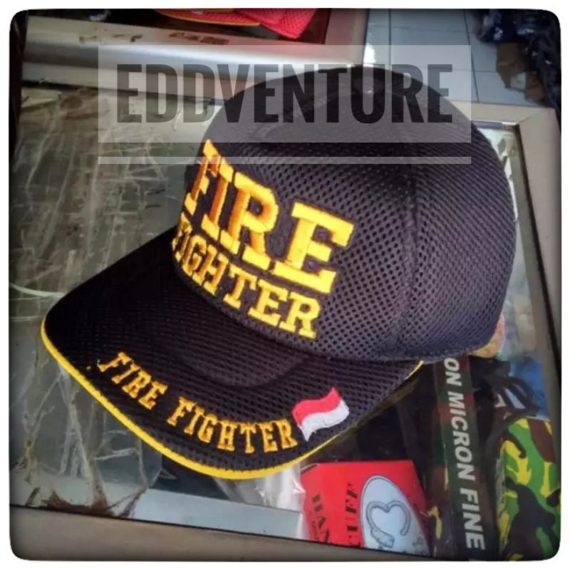 Topi Jaring FIRE FIGHTER / Topi DAMKAR / Topi Jala DAMKAR / Topi Bordir DAMKAR / Topi Bordir FIRE FIGHTER / Topi Jaring Hitam / Topi Jaring Bordir