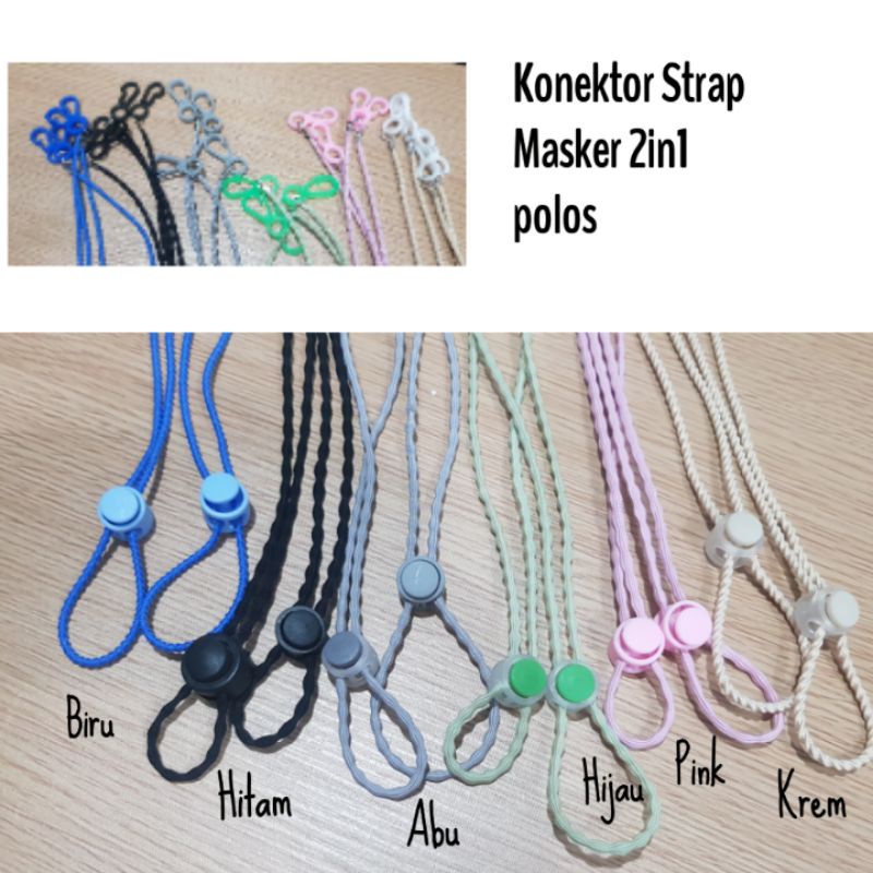 Tali masker / konektor masker /strap masker polos / tali hijab masker Hitam Biru Abu Hijau Pink Krem
