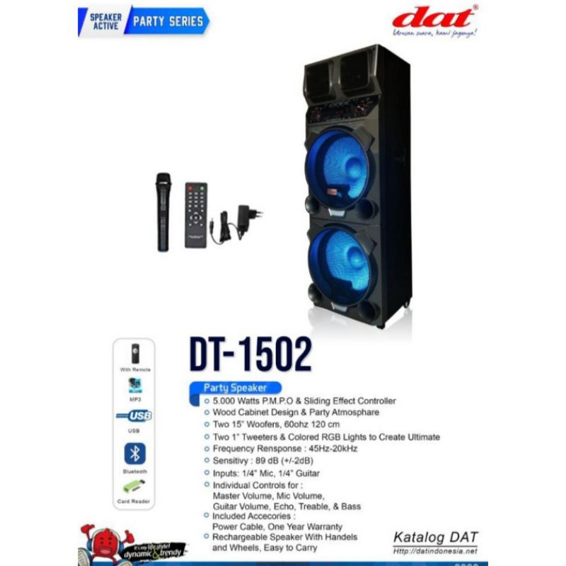 SPEAKER TROLLEY DAT 1502 SPEAKER BLUETOOTH PORTABLE DAT DT 1502 ORIGINAL