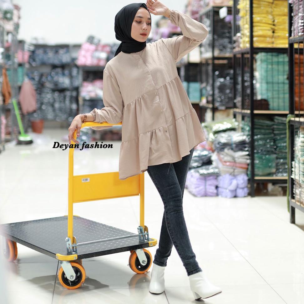 DEYAN - Kesha top blouse rempel susun blouse katun lengan balon [BZ.27Jn22p]