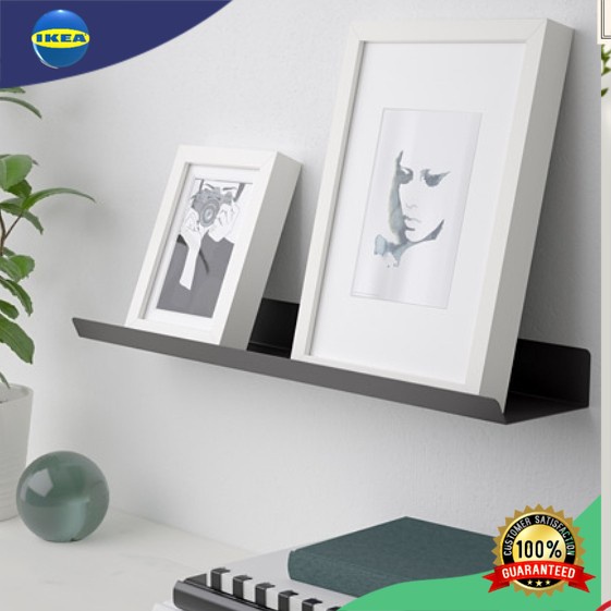 Rak Dinding Ambalan Display Foto/Pajangan Bahan Besi 60cm_Hitam MALM Rak display, hitam 60 cm set 26