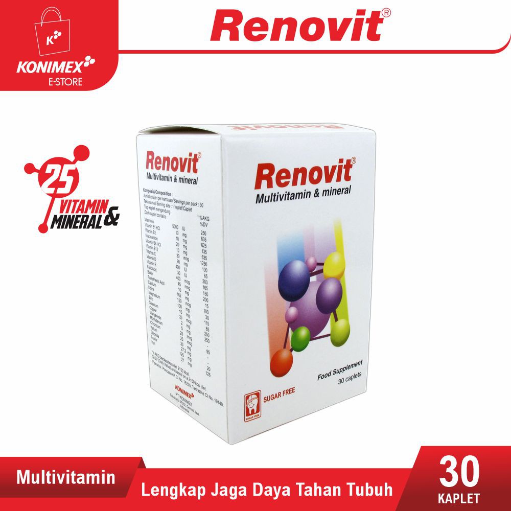 Renovit Multivitamin &amp; Mineral Botol 30 Kandungan Lengkap untuk Sehat #VITAMIN_KU