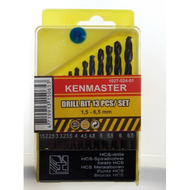 KENMASTER Mata Bor Besi Set 13 Pcs Atau Drill Bit 13Pcs Set Kenmaster 1,5 - 6,5 mm Mata Bor Besi Set 13 pcs HSS Original Drill Bit