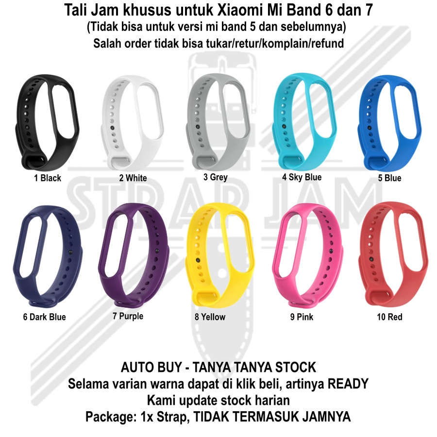 Tali Jam Xiaomi Mi Band 7 dan 6 - Strap Silikon Rubber Aneka Warna