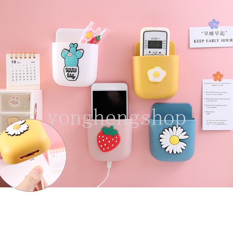 Stand Holder Penyimpanan Remote Control Ponsel Model Tempel Dinding Hemat Ruang