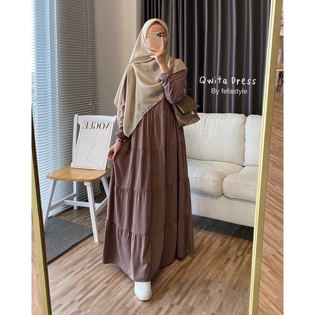 DRESS RUFFLE BUSUI- BAHAN RAYON TWILL PREMIUM - QWITA DRESS