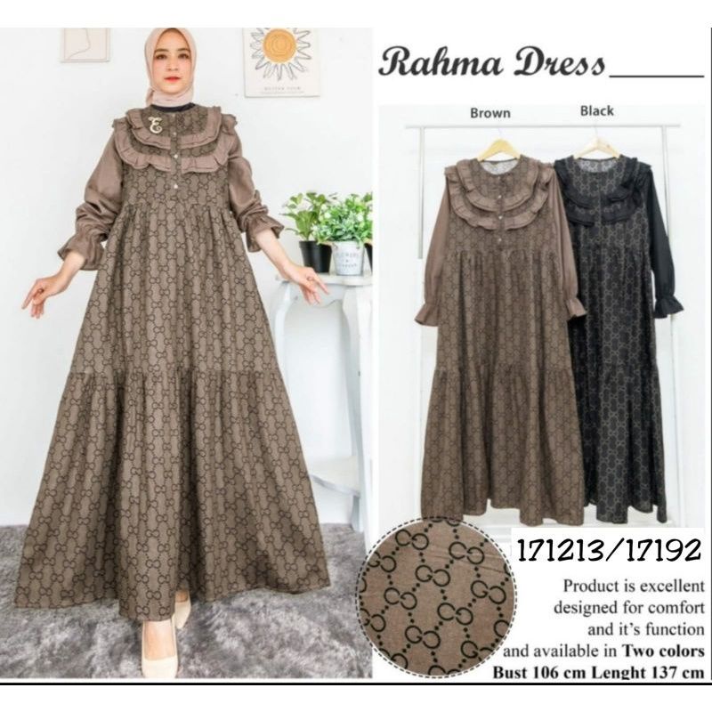 GAMIS DERSS GUCCI MEWAH PAKAIAN WANITA LENGAN PANJANG DEWASA KANCING DEPAN BUSUI BAHAN RAYON IMPORT 