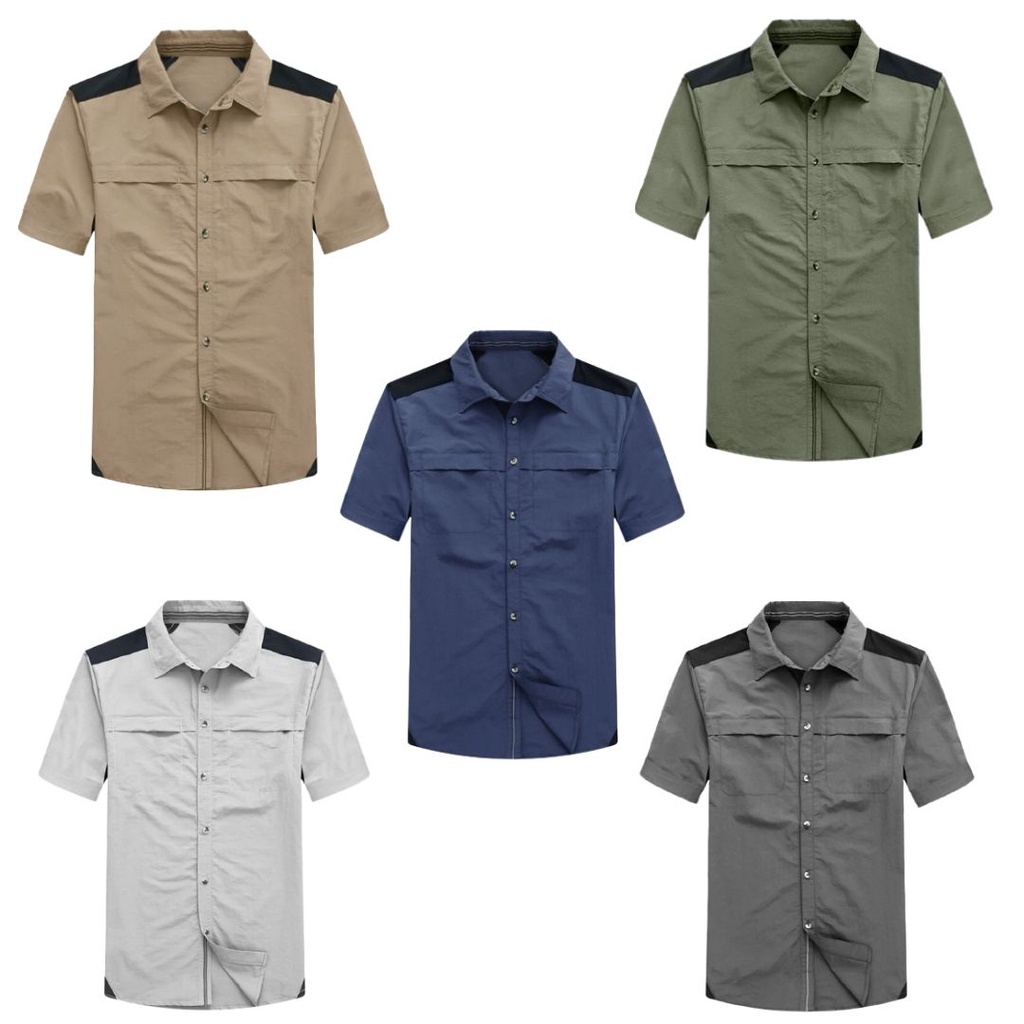 Kemeja pria  kasual taktikal casual lengan pendek premium jumbo seragam kantor