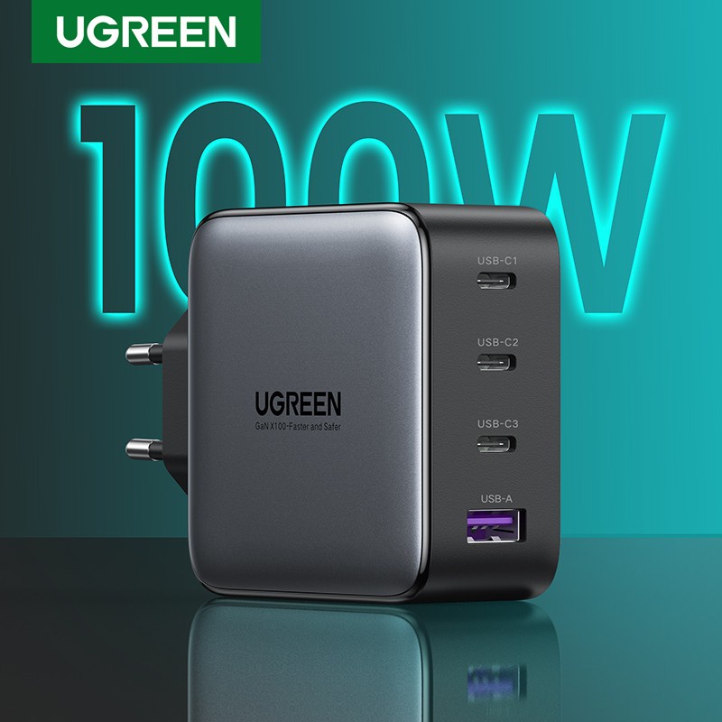 UGREEN Kepala Adaptor Adapter Fast Charging 100W GaN 4 Port Samsung S21 S22 iPhone 13 CD226 40747