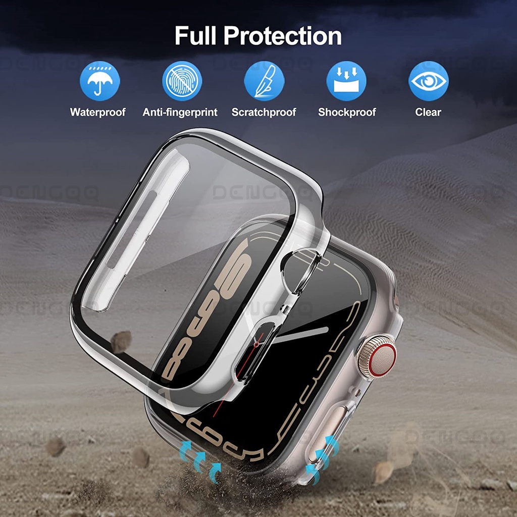 Avv Watch Case 45 /44 /41/40mm Dengan Pelindung Layar HD Tempered Glass Kompatibel Dengan AP Watch SE/8 /7 /6 /5 /4