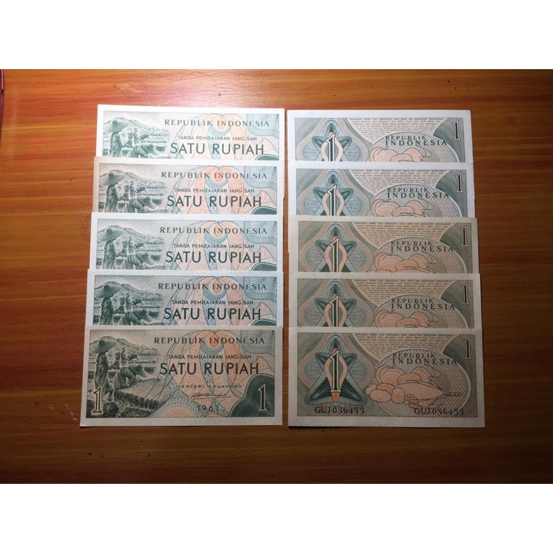 Uang Kuno 1 Rupiah Sandang Pangan 10 Lembar UNC borongan