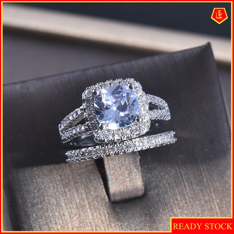 [Ready Stock]Luxury Micro-Inlaid Diamond Couple Ring Set