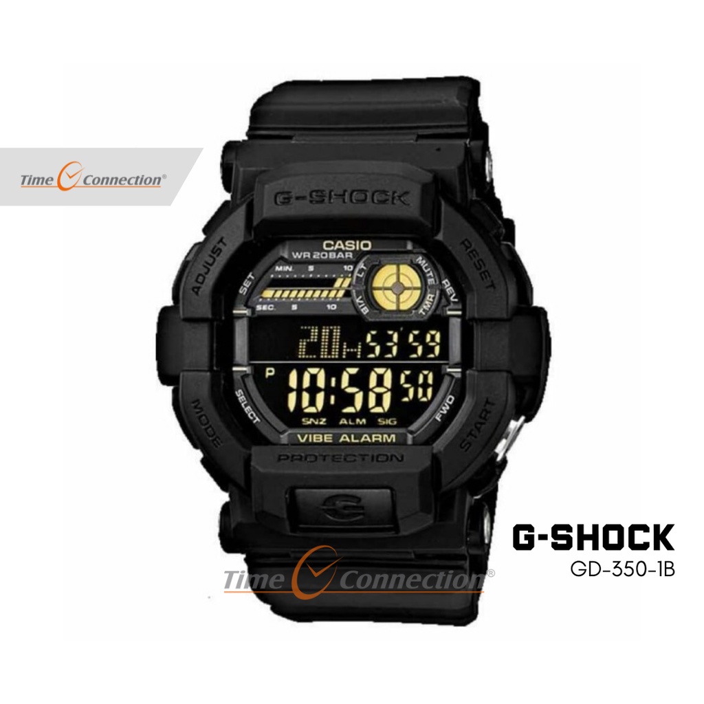Casio G-SHOCK GD-350-1B Original / Jam Tangan Pria Digital / Gshock Blackout Full Black Hitam GD350 