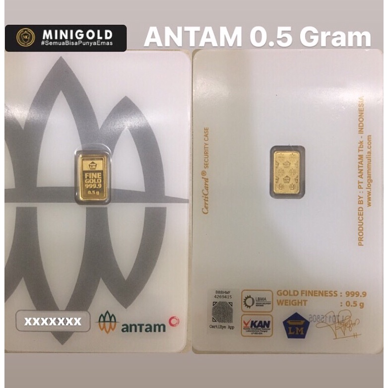 EMAS LOGAM MULIA ANTAM 0.5 GRAM DAN 0.1 GRAM ORIGINAL BERSERTIFIKAT CERTICARD - MINIGOLD SELLER