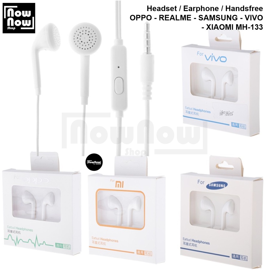 Headset Earphone Handsfree Oppo Realme Samsung Vivo Xiaomi MH-133 MH133 R9 Earbud Stereo Handset Strong Bass Jack 3.5 mm with Mic Universal