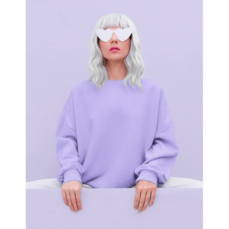 S - XXXXXL(6XL) Sweater Crewneck POLOS LILAC BIGSIZE JUMBO OVERSIZE Sweatshirt BASIC Lavender Purple Ungu Muda Jaketin aja Unisex