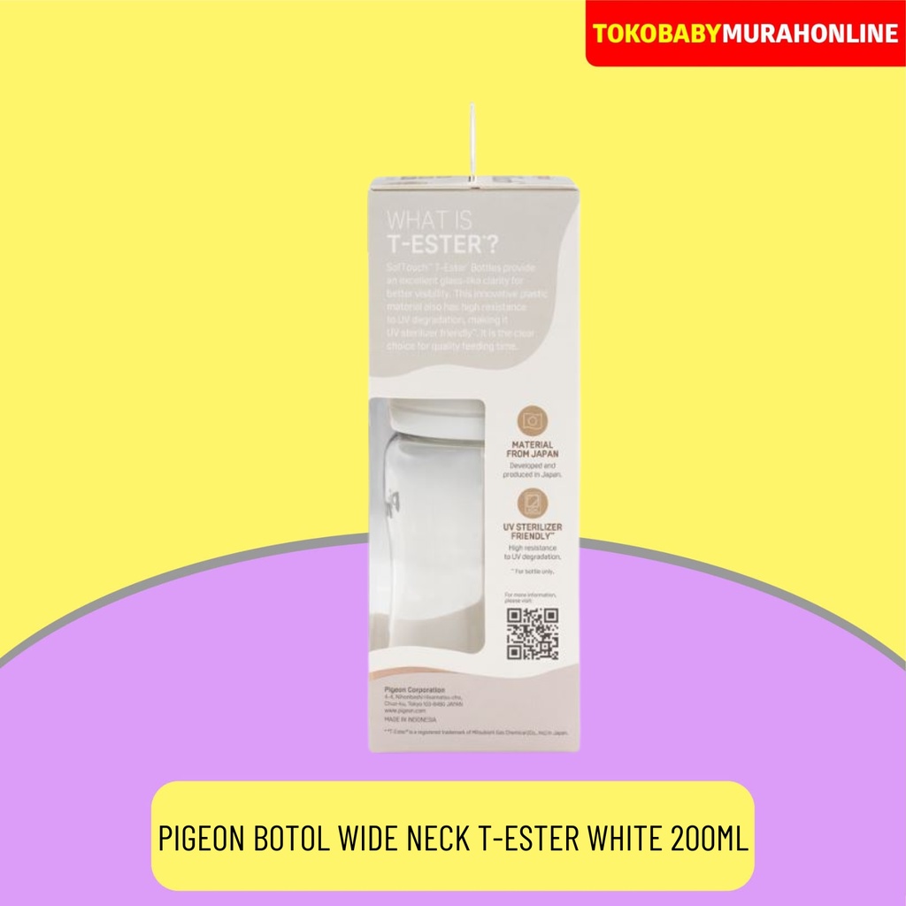 PIGEON BOTOL T-ESTER WIDE NECK 200ML WHITE W/ P-PLUS NIPPLE / BOTOL SUSU