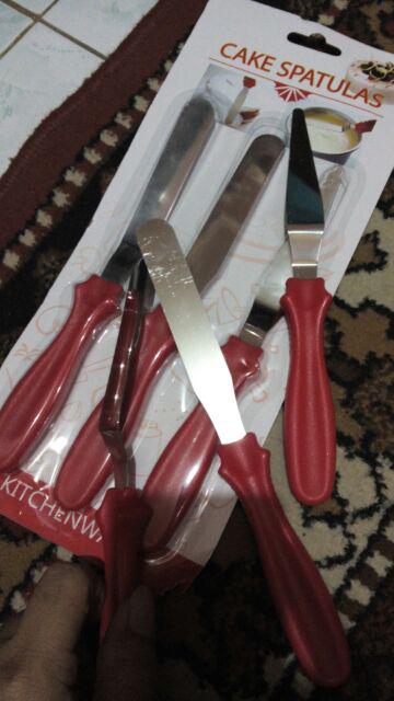 [pumao] 3pcs / Set Spatula Stainless Steel Untuk Mengaduk Krim Kue