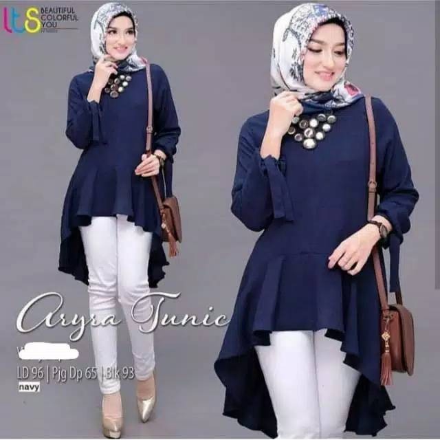 Qesya Pakaian Muslim Wanita | Tunik Warna Navy