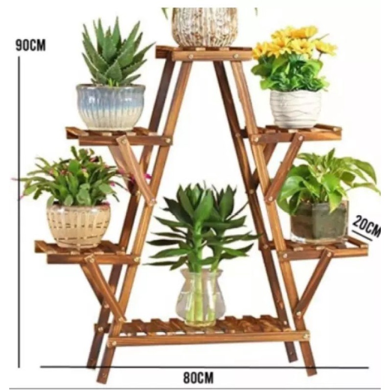 Rak bunga dari kayu 6 susun