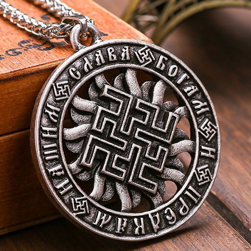 Kalung Liontin Jimat Rune Bahan Stainless Steel 316L Gaya Punk Viking Untuk Pria