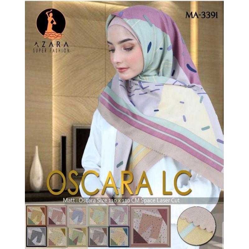 Jilbab segiempat motif azara lasercut