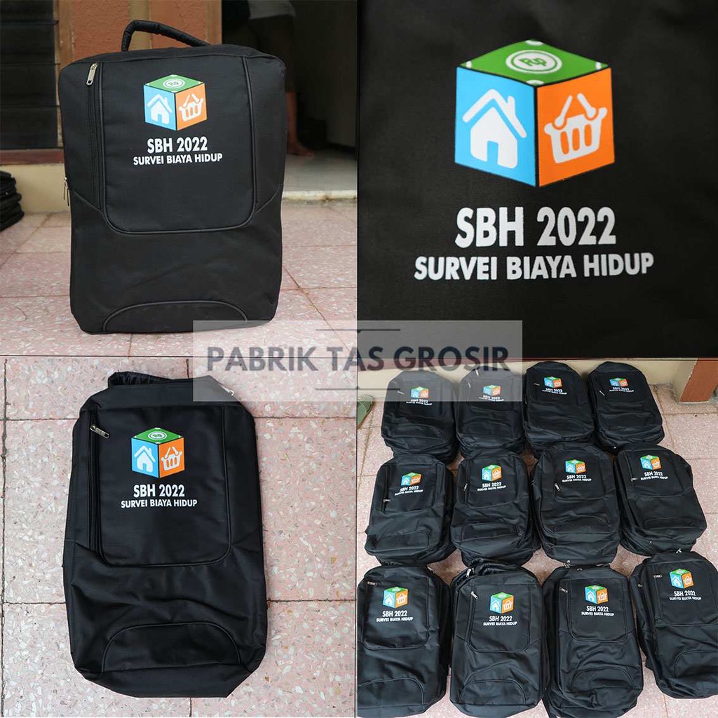 Backpack Custom Seminar Orderan SBH 2022 Survei Biaya Hidup Ransel Kerja Backpack Hitam