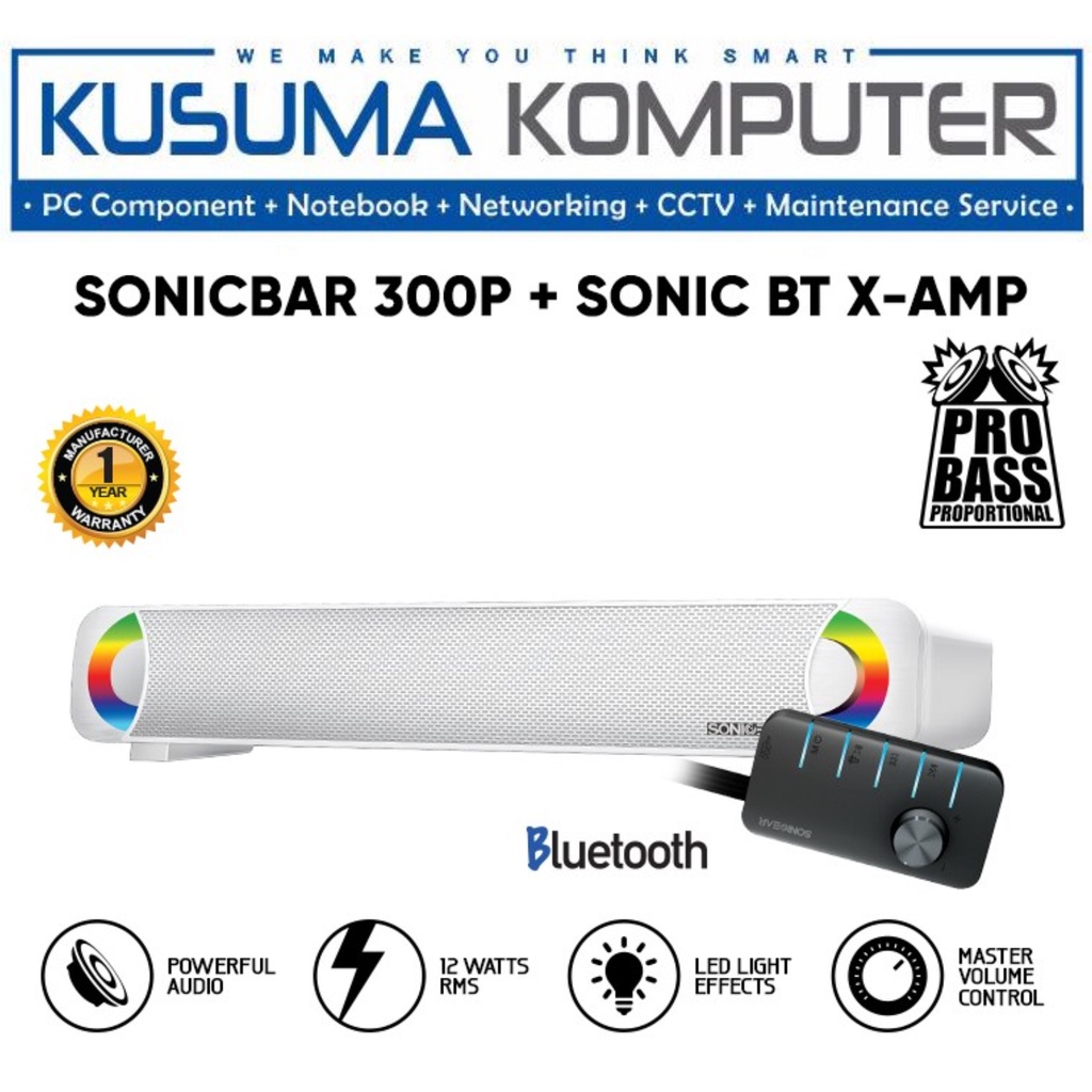 SonicGear 300P Passive SoundBar Speaker with Brilliant Light Effect, Bluetooth
