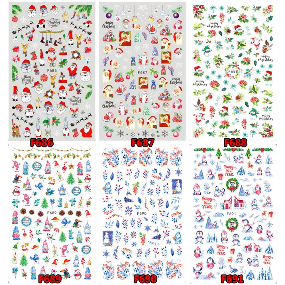 Suyou Stiker Kuku 3d Motif Natal / Santa Claus / Rusa / Snowflake Untuk Dekorasi Nail Art Diy