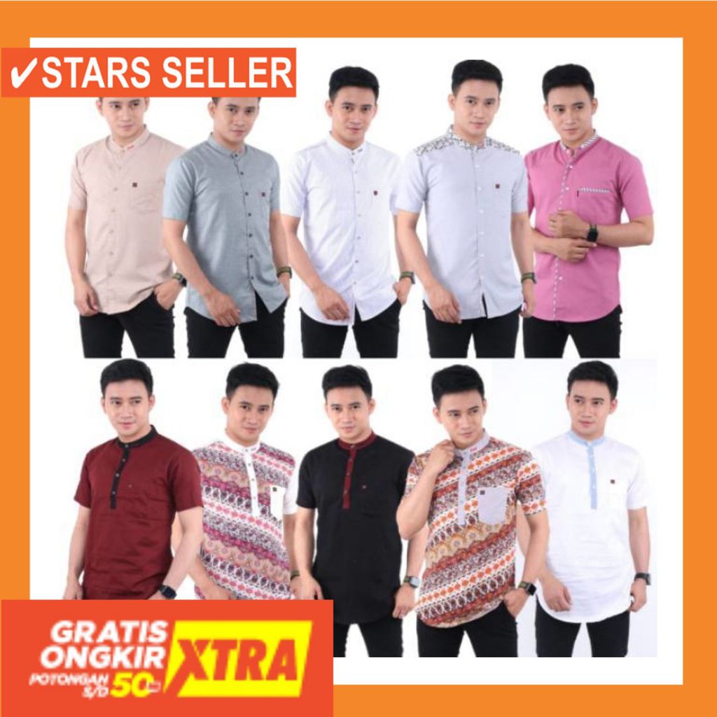 PAKAIAN MUSLIM TERBAIK PALING ANAK ORANG TUA PINK MURAH / Kemeja koko pria lengan pendek baju koko