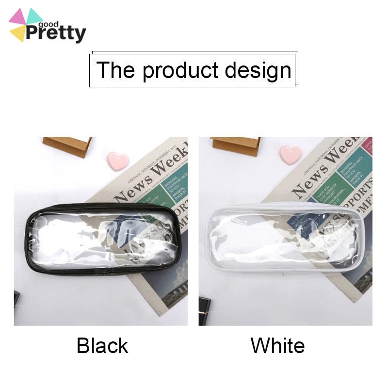 Korea Transparent Pensil Case PVC Student Stationery Zipper Pen Bag Travel Portable Toiletry Makeup Storage Bag