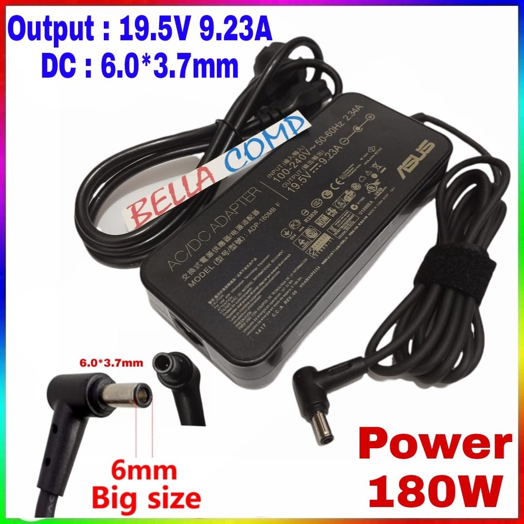 ADAPTOR CHARGER CASAN LAPTOP ASUS ROG,ASUS TUF OUTPUT : 19.5V 9.23A 180W CONNECTOR: 6.0*3.7MM PLUS KABEL POWER