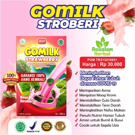 

PROMO BUY 3 FREE 2 Jahe | STRAWBERRY Susu Kambing Gomilk Maag Suplemen Imunitas Anak Bumil Busui