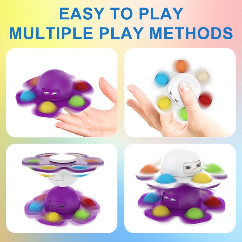 New Design Autism Stress Relief Silicone Flip Flip Face-changing Octopus Doll Push Pop Bubble Fidget Spinner Toy