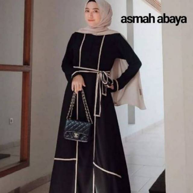 gamis arab hitam motif asmah