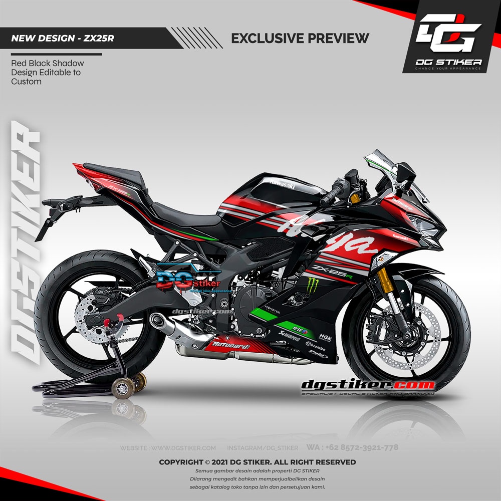 Decal Stiker Full Body ZX25r Hitam Shadow
