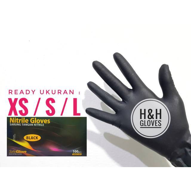 Sarung Tangan Nitrile Safe Glove Black /Sarung Tangan Karet/Sarung Tangan /Safe Glove Black