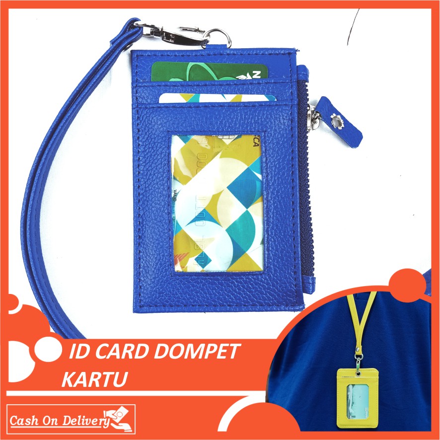 LANYARD ID CARD NAMETAG RESELETING DOMPET CARD HOLDER KULIT PU LEATHER PREMIUM