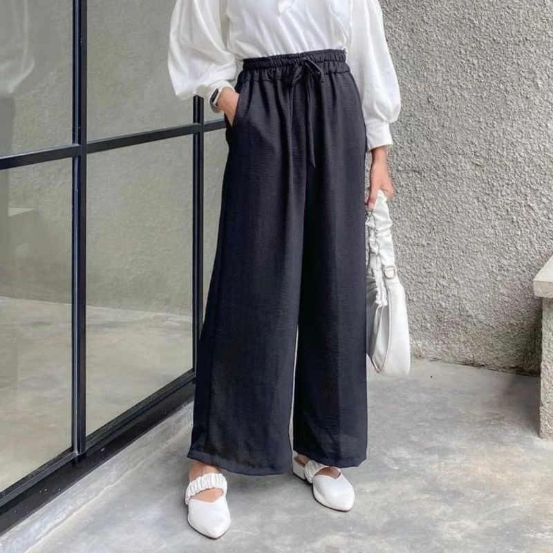 JESSY KULOT CRINKLE TERBARU / KULOT WANITA KEKINIAN-Hitam