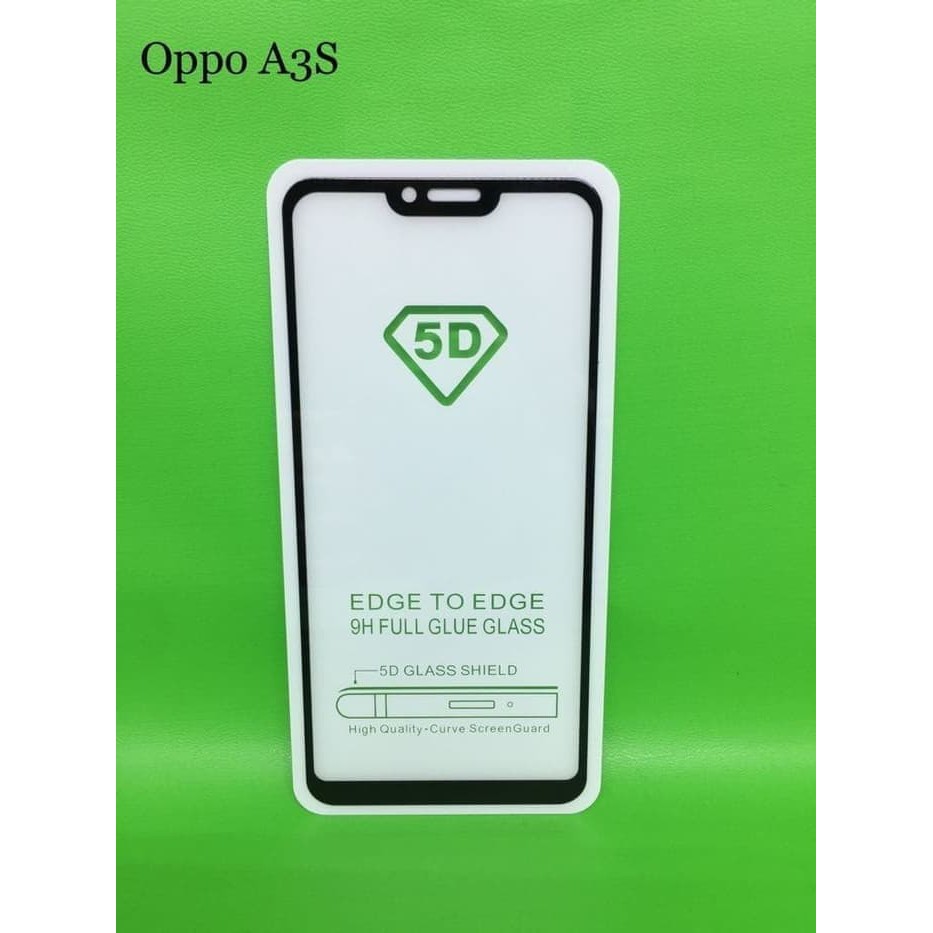 Tempered Glass Full Cover 5D Oppo F9 A3S A7 F11 Pro A5 A9 A91 A12 A31 A52 A53 A33 A5S F5 A11K A55 A95 A76 A17 A57 A77S