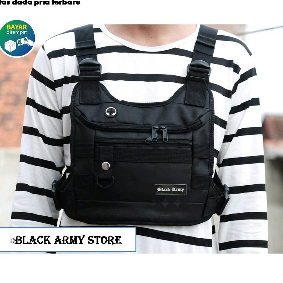 sq✥Bayar Di Tempat✶➜ Tas dada Pria 2022 Anti air Tas Depan dada Tactical Army Tas Holder Hp Motor Wa