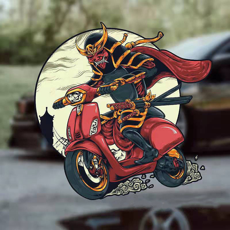 1 PC Reflektif Ghost Warrior Stiker Samurai Jepang Menghias Stiker Mobil Jendela Tangki Bahan Bakar Cap Stiker Motor/Mobil