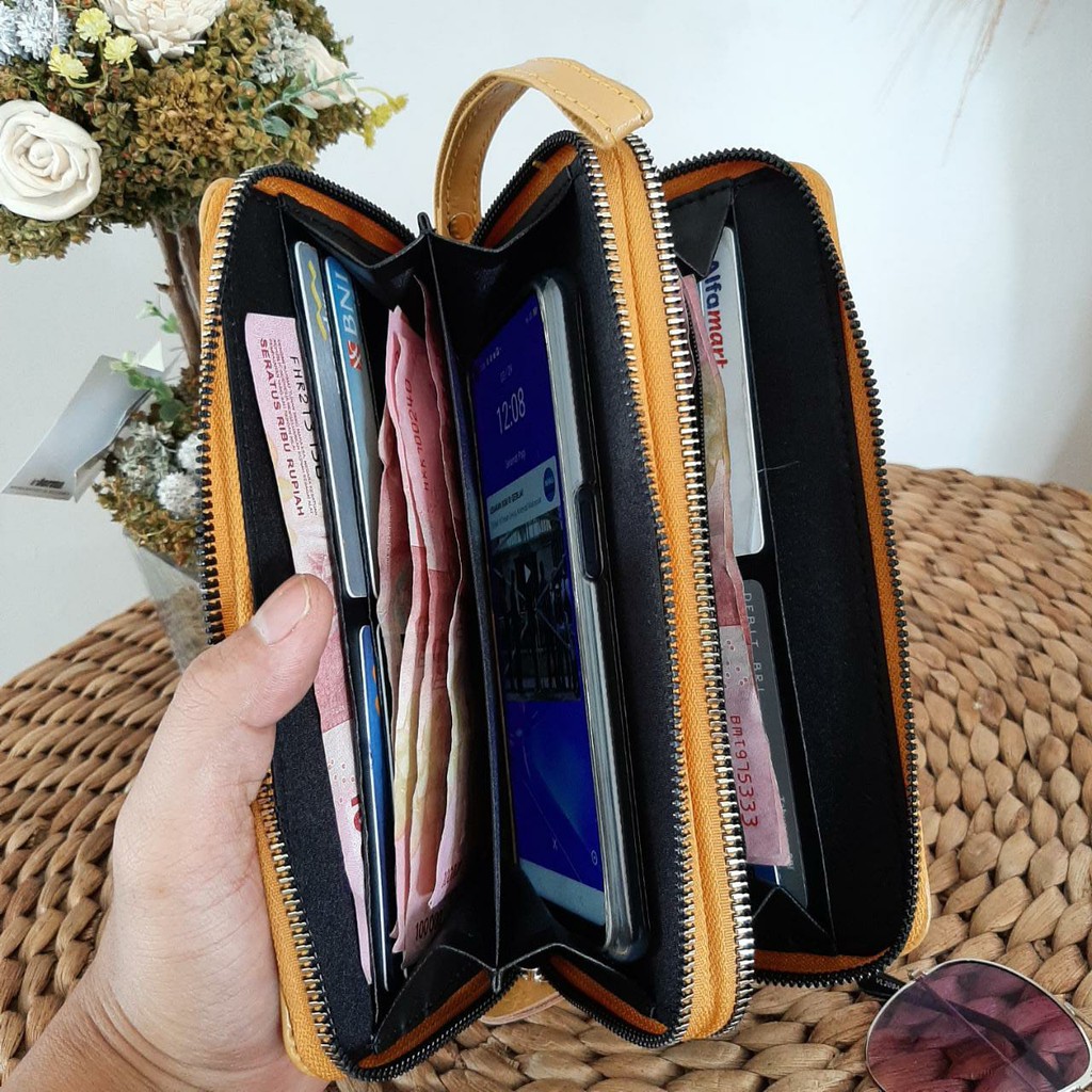 DOMPET WANITA KULIT ASLI PREMIUM BANYAK KARTU DIMENSI 21 x 11 x 3,5 CM