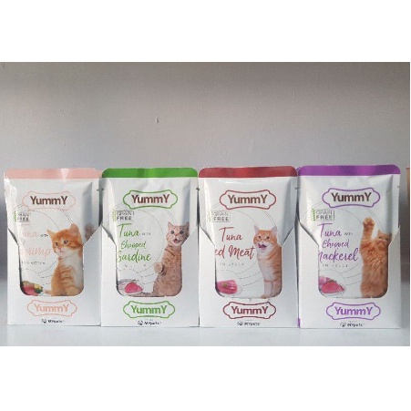 YUMMY WET FOOD POUCH GRAIN FREE 85GR makanan kucing