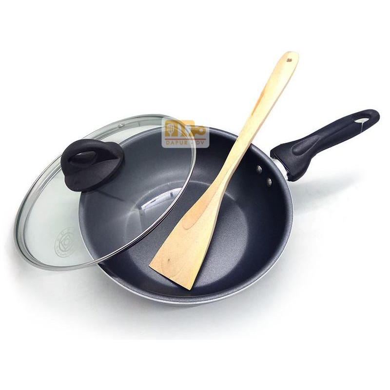 Supra Wajan Stir Pan 22 tutup kaca + spatula